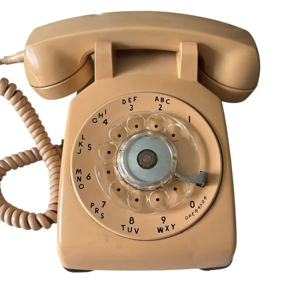 Vintage Bell System Western Electric Rose Beige Rotary Dial Phone *Read*